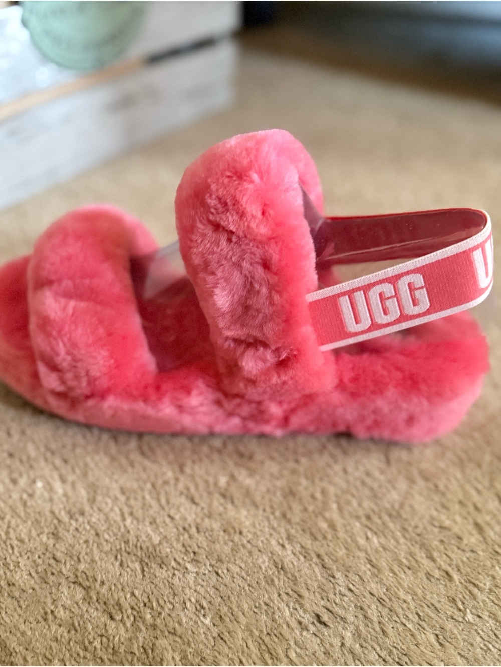 UGG OH YEAH SLIDE 8 Sheepskin Slipper Sandals Womens Brand New Pink